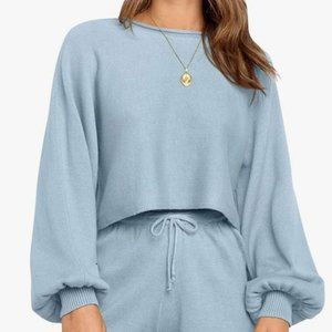 EUC ZESICA Women's Casual Long Sleeve Solid Color Knit Pullover